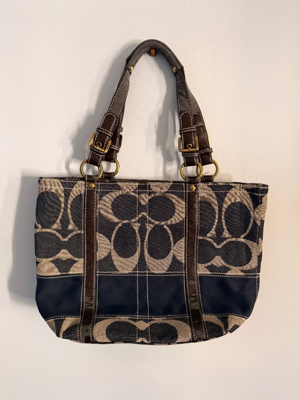 Y2K Vintage Coach Legacy Signature Denim Tote Shoulder Hand Bag